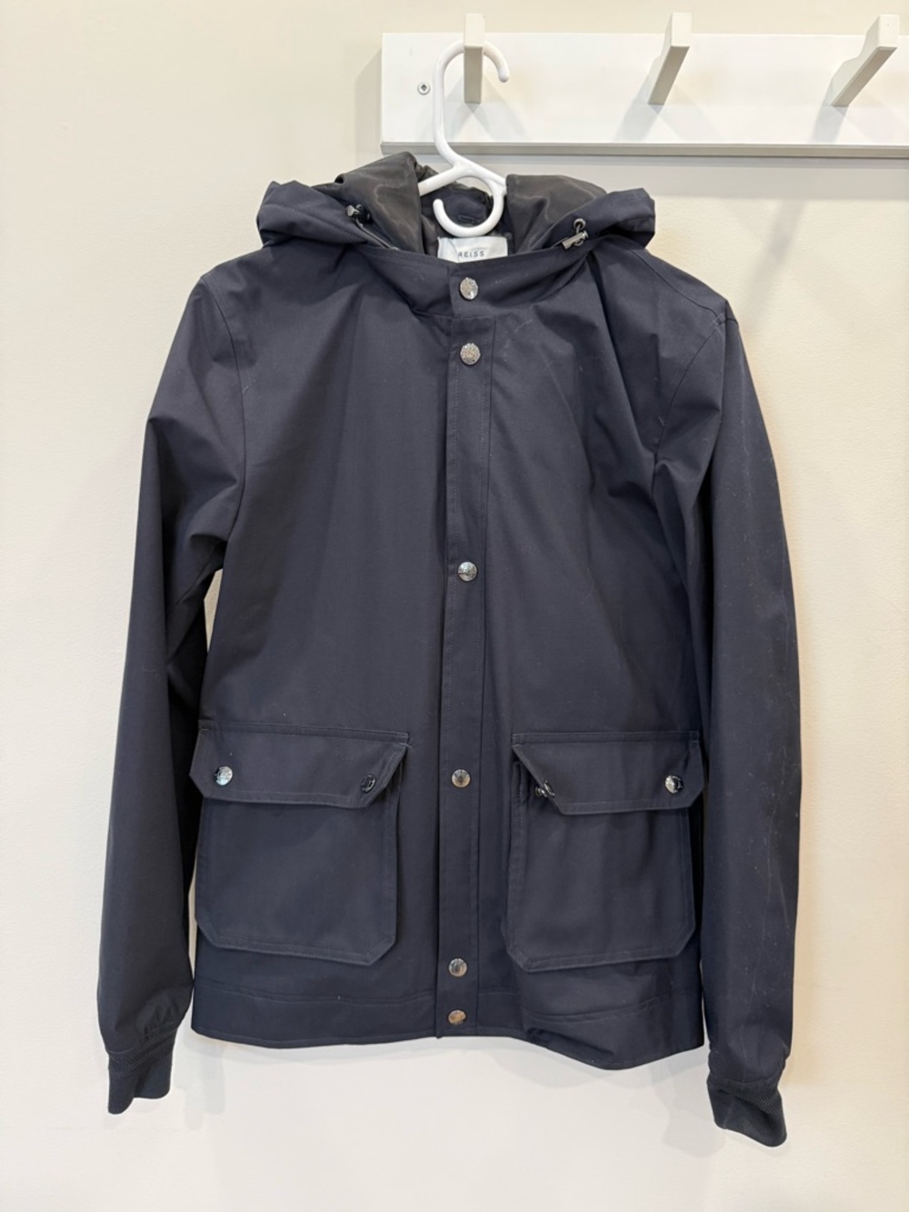 Reiss Men's Dark Navy Hooded Rain Jacket